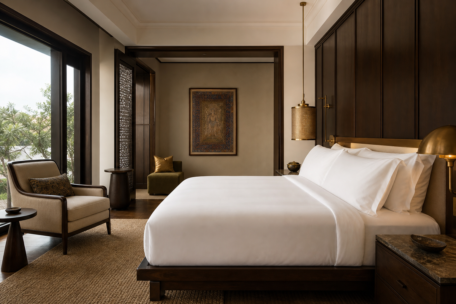 Luxury guest room at The Willis Hotel